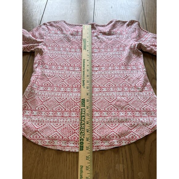 Chicos Size 0  Pink Aztec The Ultimate Tee Cotton‎ Shirt Modern Comfy Loungewear - Picture 8 of 13